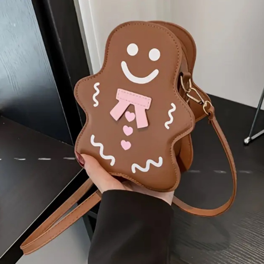 Brown Gingerbread Man Crossbody Bag